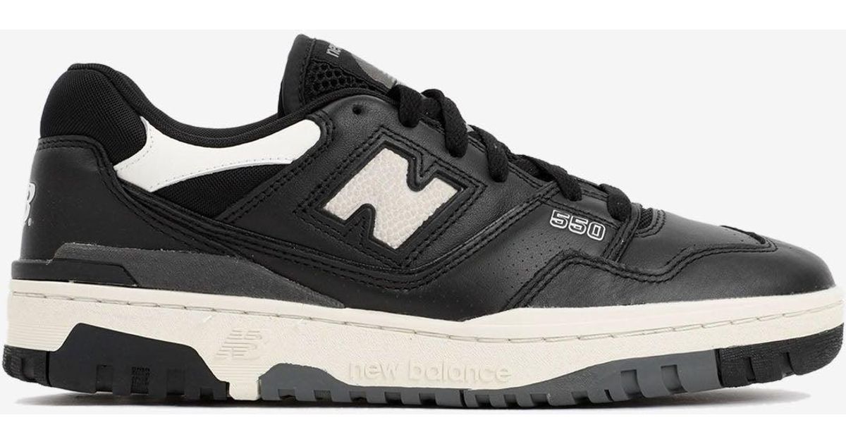 New Balance 550 Leather Sneakers In Black And White for Men | Lyst