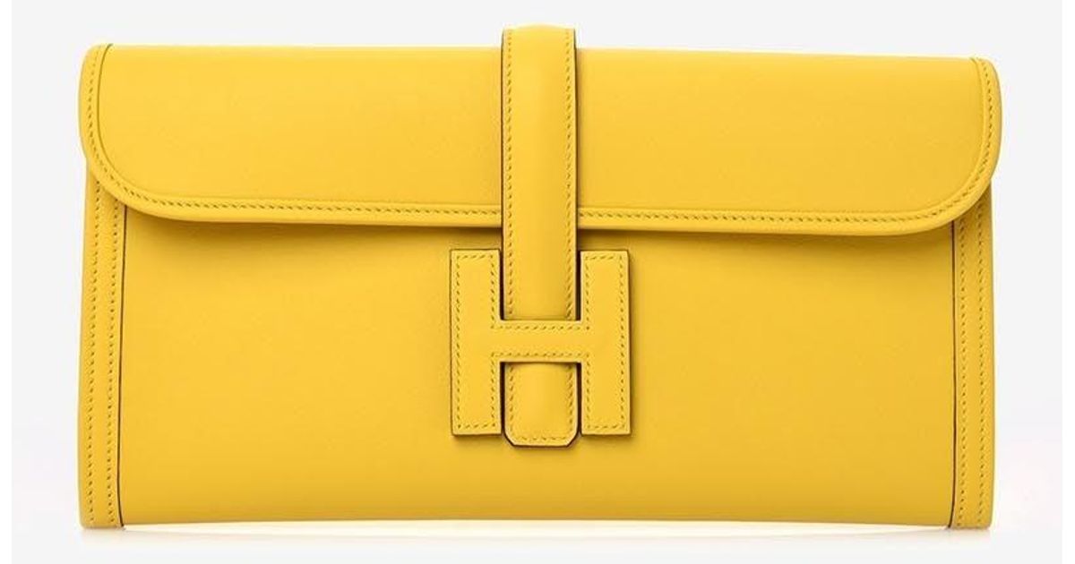 Hermes Jige Elan Clutch Yellow Epsom Leather
