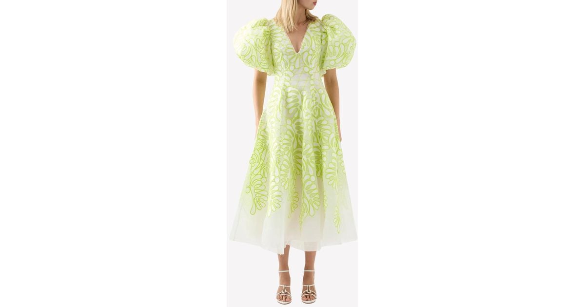 Aje. Botanical Applique Midi Dress in Yellow | Lyst Aje. Botanical Applique Midi Dress in Yellow | Lyst