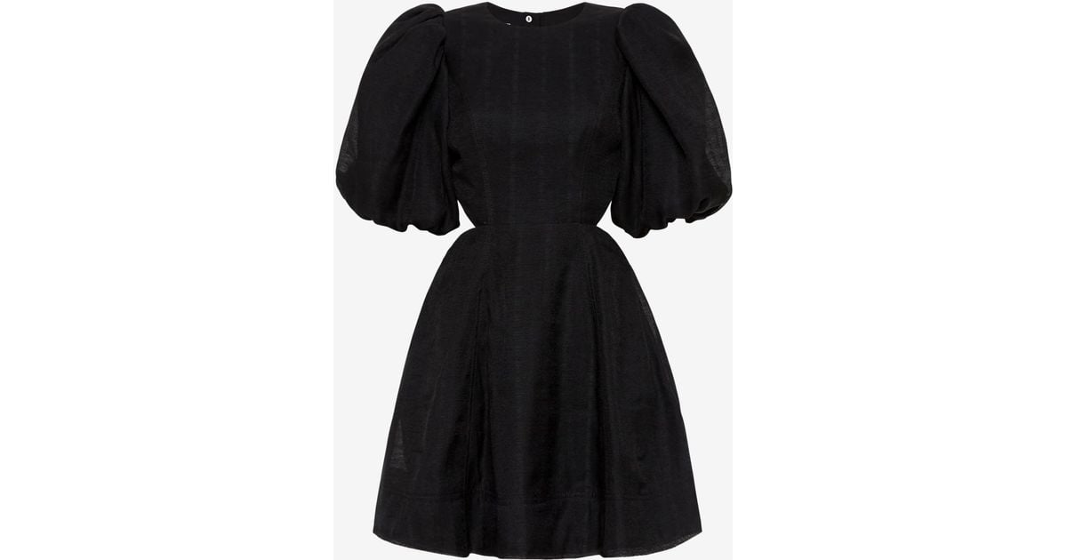 Aje. Bouquet Puff-sleeved Mini Dress With Cut-outs in Black | Lyst ...