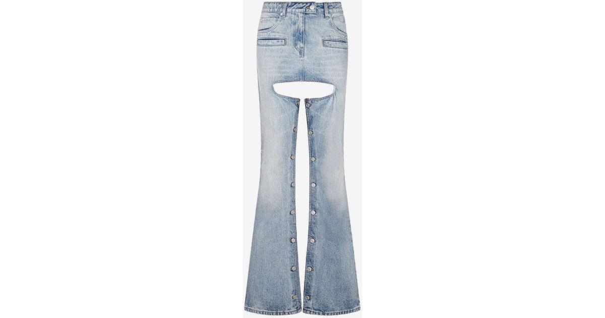 Courreges Chaps Jeans With Cutout Detail in Blue Lyst