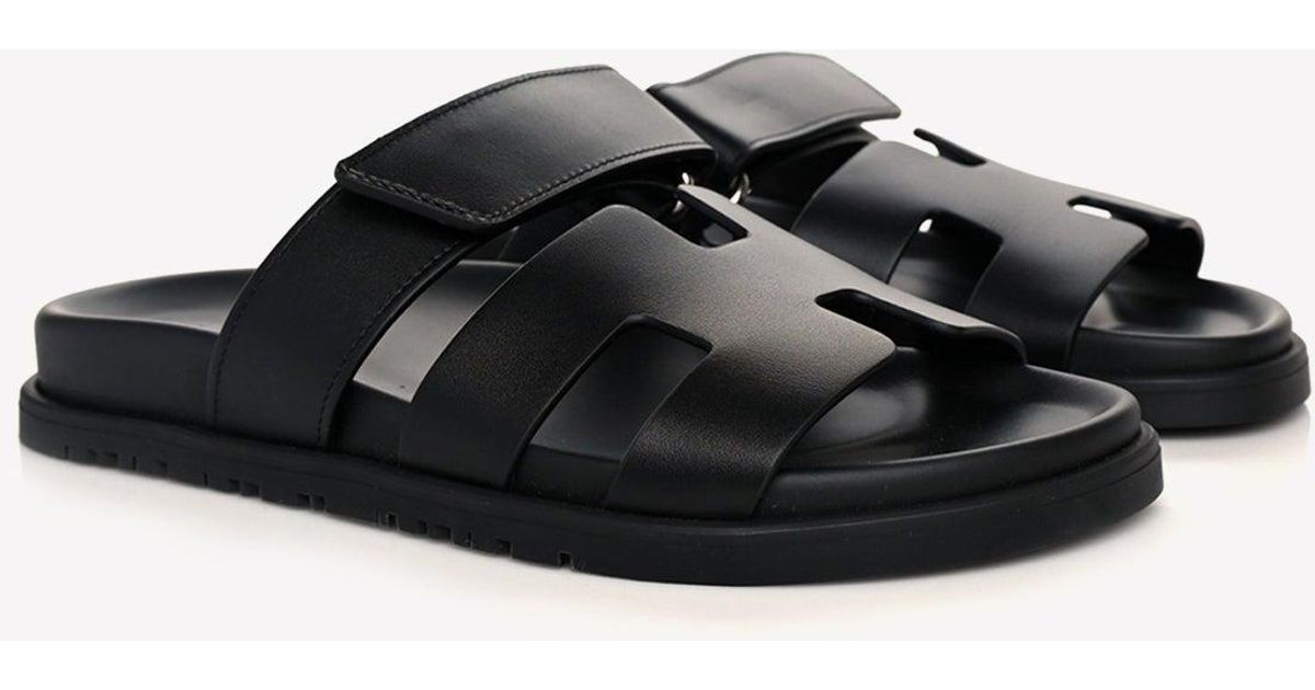 Hermès Chypre Sandals In Calfskin in Black for Men | Lyst