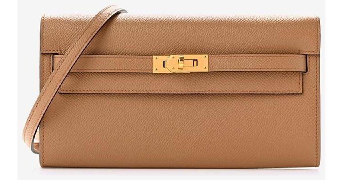 Hermès Kelly To Go Vero In Chai And Mauve Sylvestre Epsom With Gold  Hardware in White