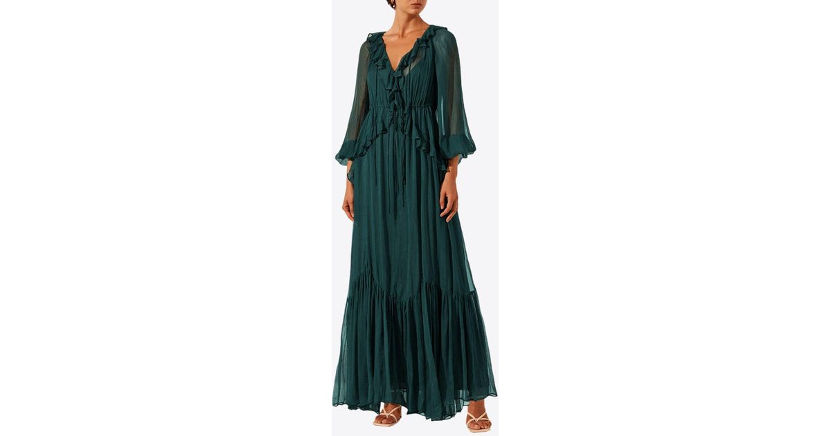 shona joy green silk dress Shona Joy Elle Silk Lace Dress Green Size 10 – lonedresshire main image 1