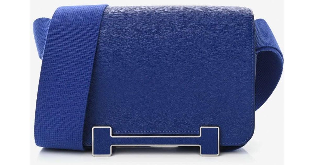 Replica Hermes Geta Handmade Bag In Blue Electric Chevre Mysore Leather