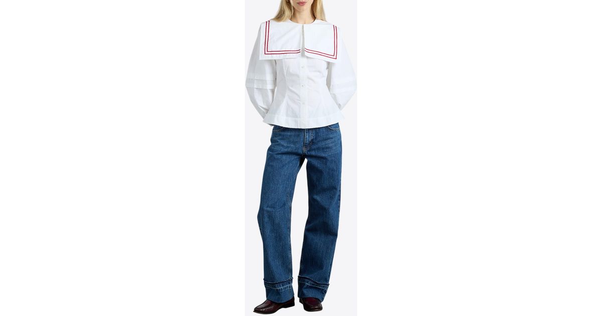 シャツ/ブラウス(長袖/七分) madder madder sailor coller borelo Damson Madder Sailor Blouse | Anthropologie