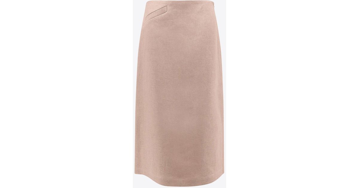 Fendi Waxed Linen Midi Skirt in Natural | Lyst Canada