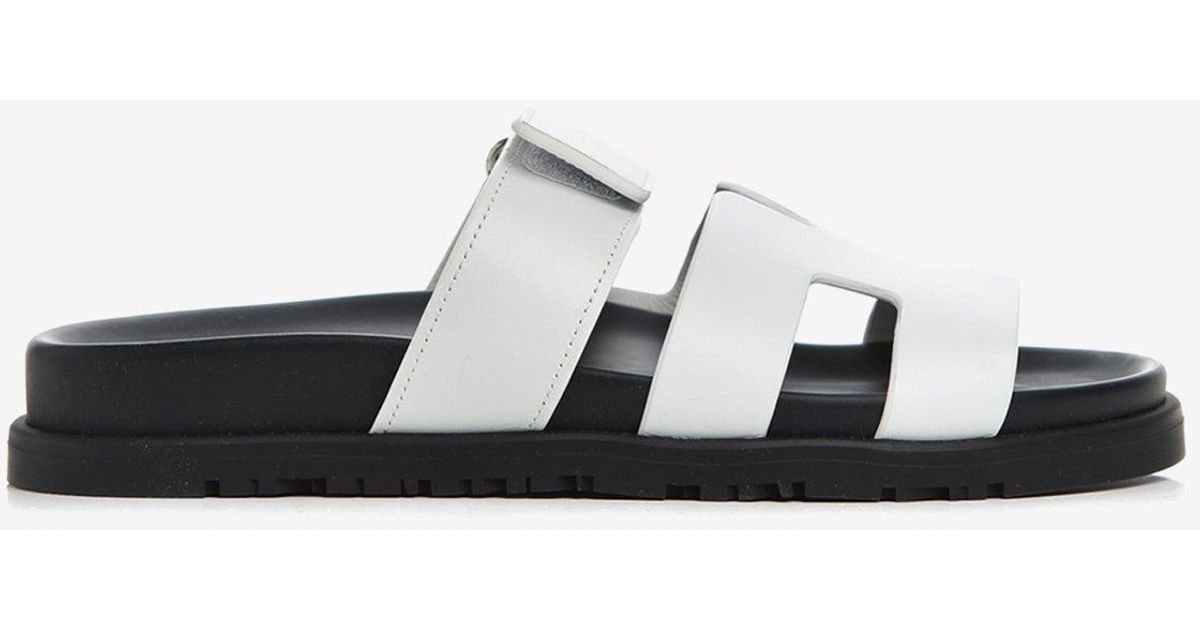 Hermès Leather Chypre Sandals In Calfskin in White | Lyst Australia