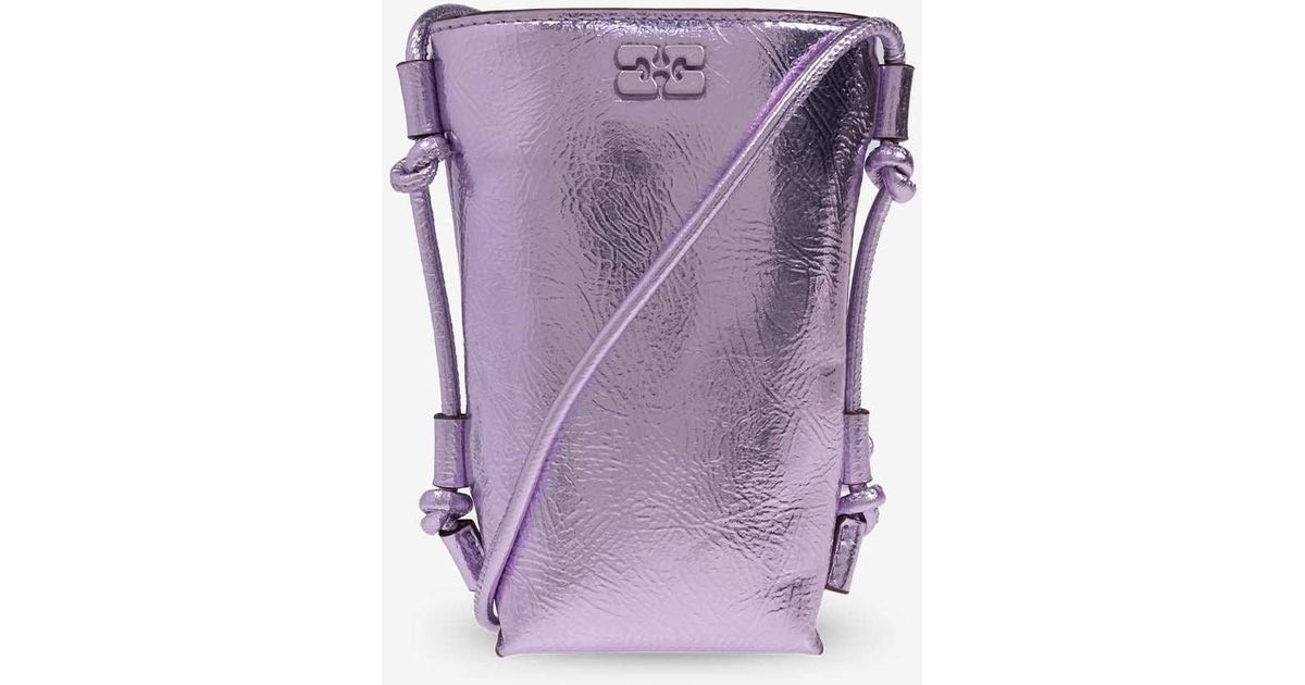 ★Ganni★ Gani Boo llic Crossbody Silver A6142018 A61420 Ganni Bou Metallic Leather Crossbody Bag in Purple | Lyst