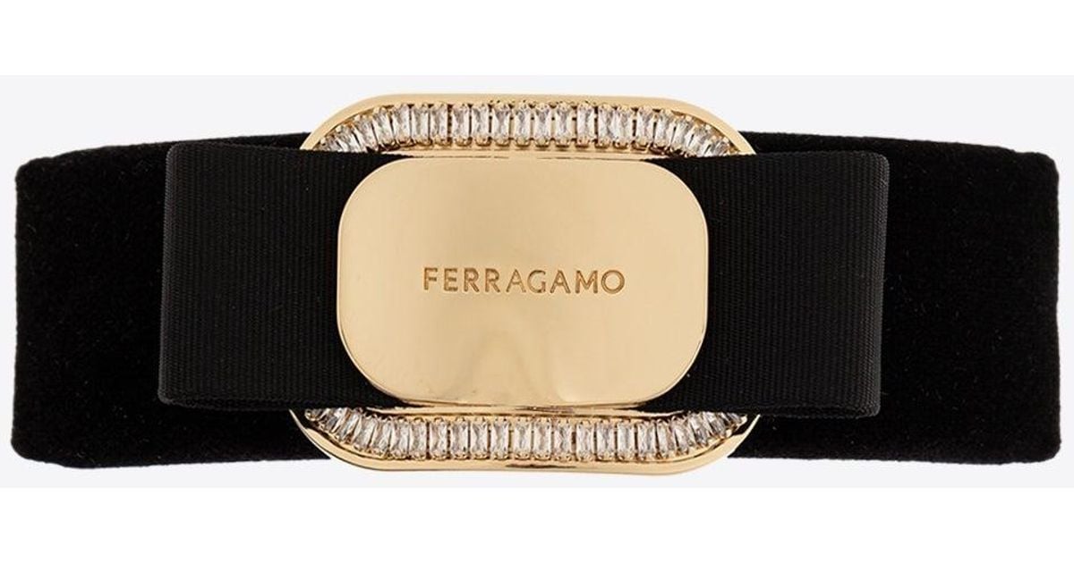 ヘアアクセサリー FERRAGAMO VARA PLATE HAIR CLIP Ferragamo Velvet Hair Clip in Black | Lyst