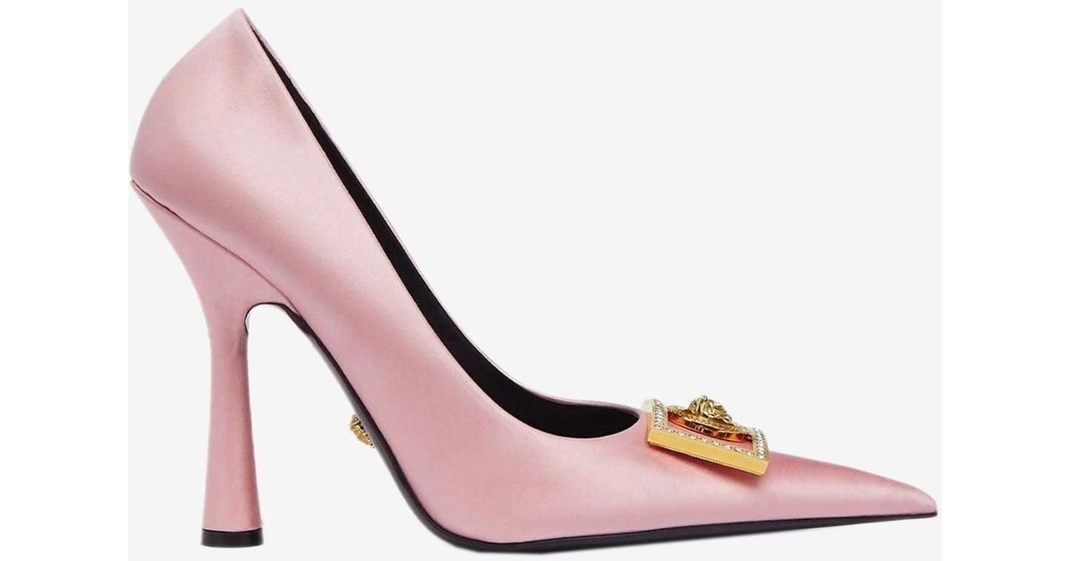 Versace Synthetic Medusa 110 Pointed Crystal Pumps in Pink | Lyst