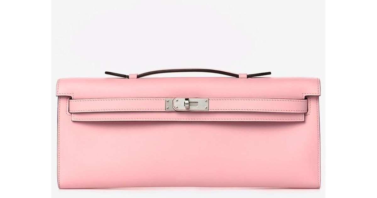 Kelly Cut Long Clutch Bag Pink Epsom Bag Palladium Hardware