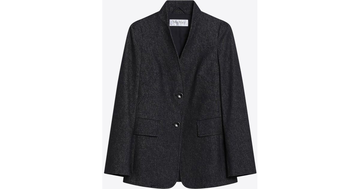 ジャケット MAX MARA BEATRICE BLAZER SLIM DENIM EFFECT Slim denim-effect cotton blazer, midnightblue | 