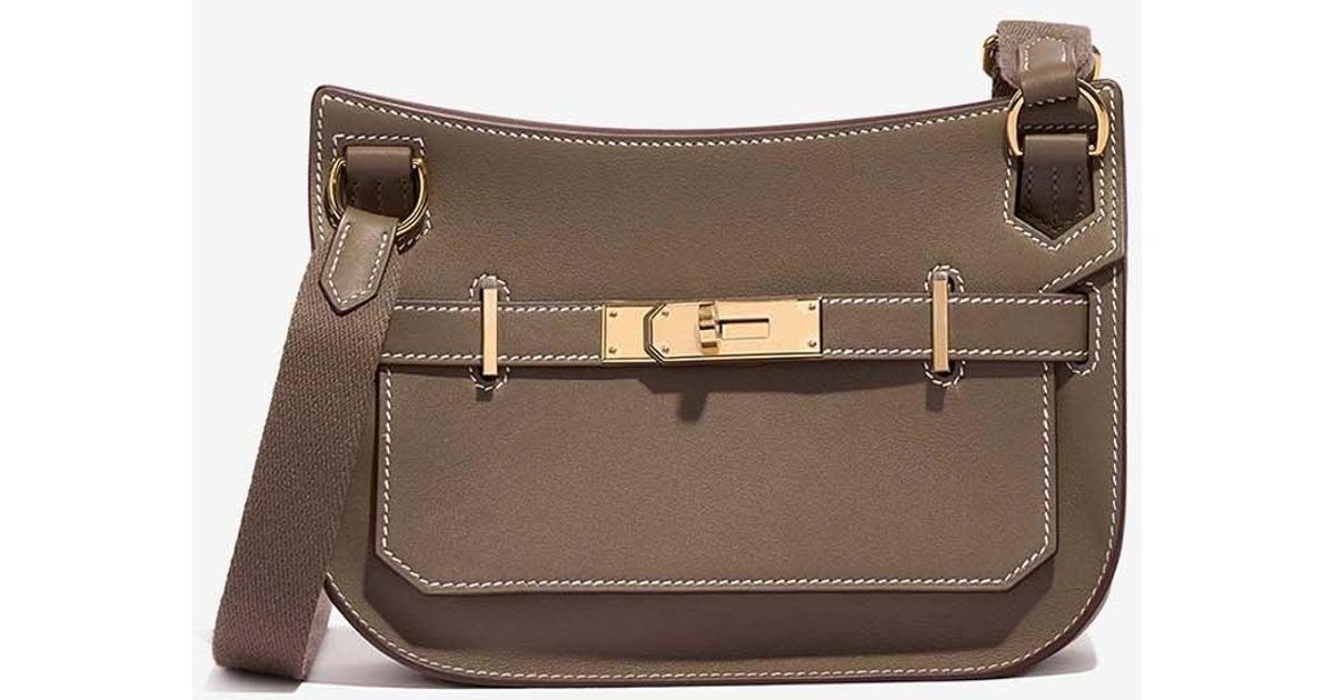 Hermès Mini Jypsiere In Etoupe Swift Leather With Gold Hardware in