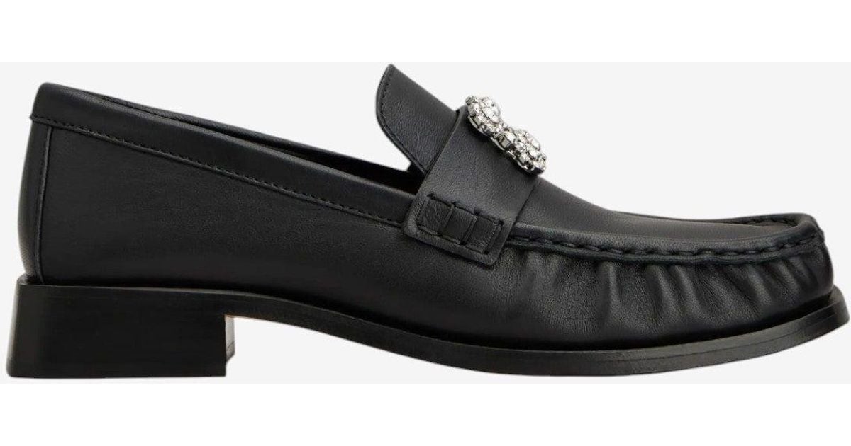 Roger Vivier Viv' Rangers Crystal Buckle Leather Loafers in Black | Lyst