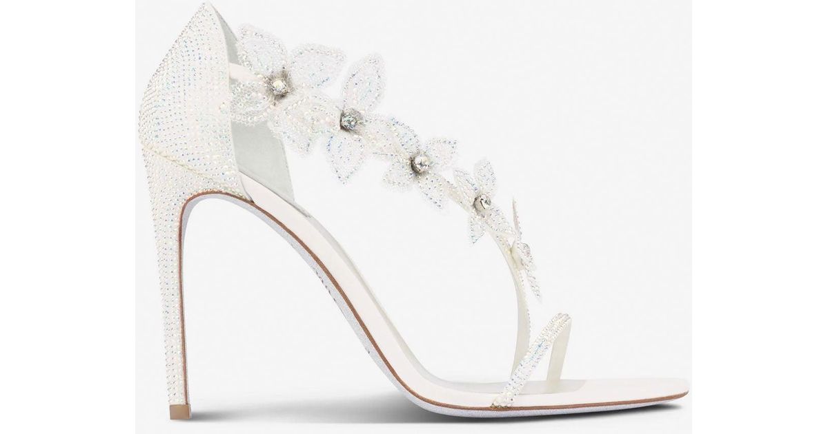 Rene Caovilla Floriane 105 Crystal Encrusted Sandals in White | Lyst UK