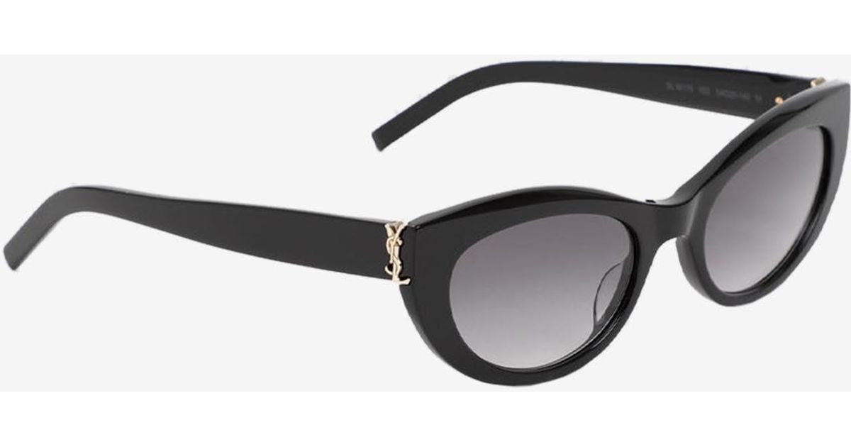 Saint Laurent Ysl Logo Rounded Cateye Sunglasses in White Lyst