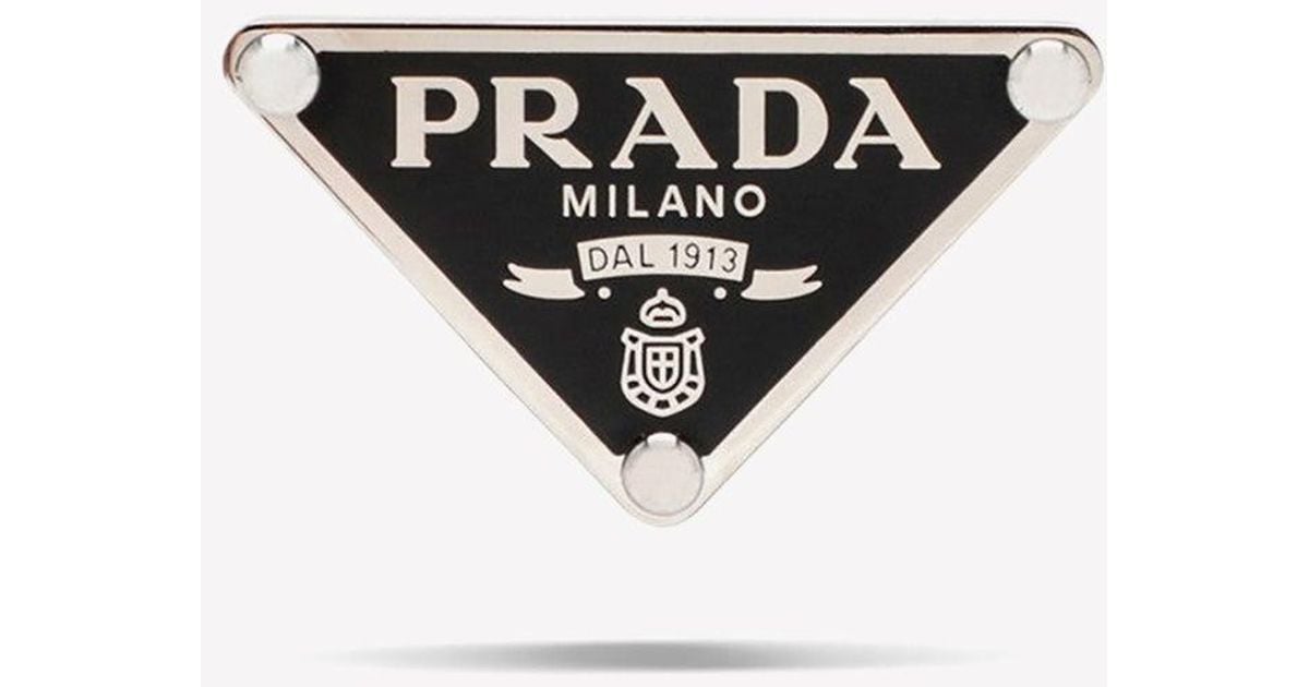 Prada Triangle Logo Plaque Earrings in White | Lyst Australia