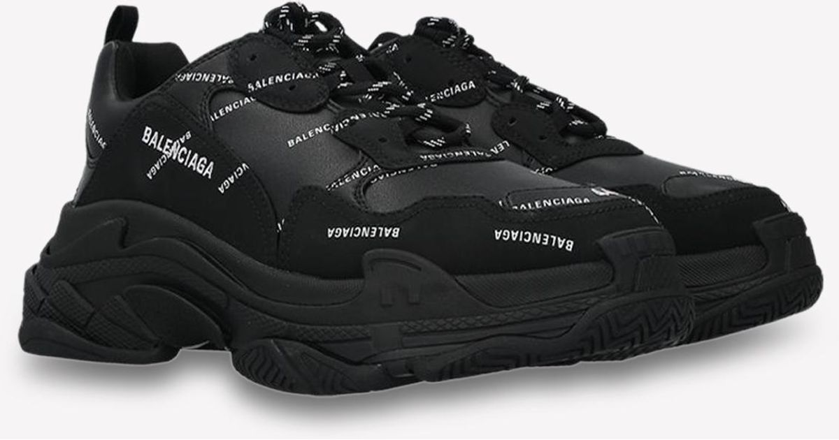 black triple s leather sneakers