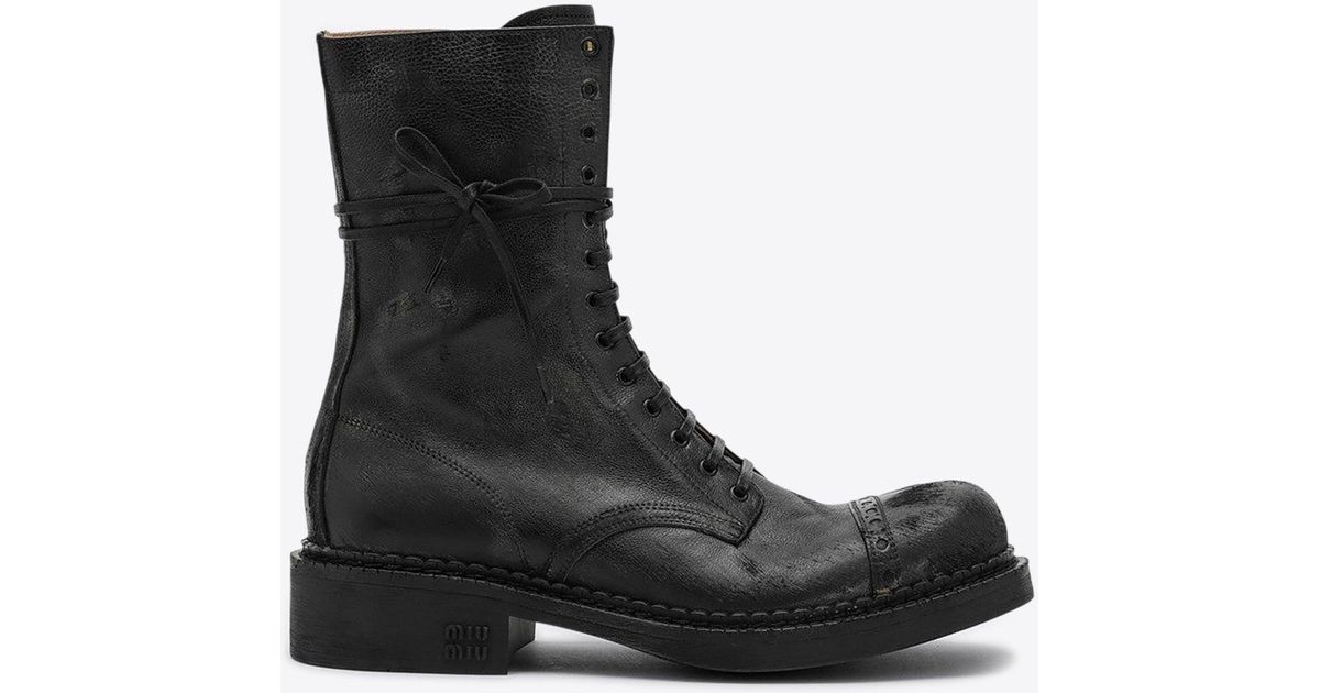 miu miu laced leather boots