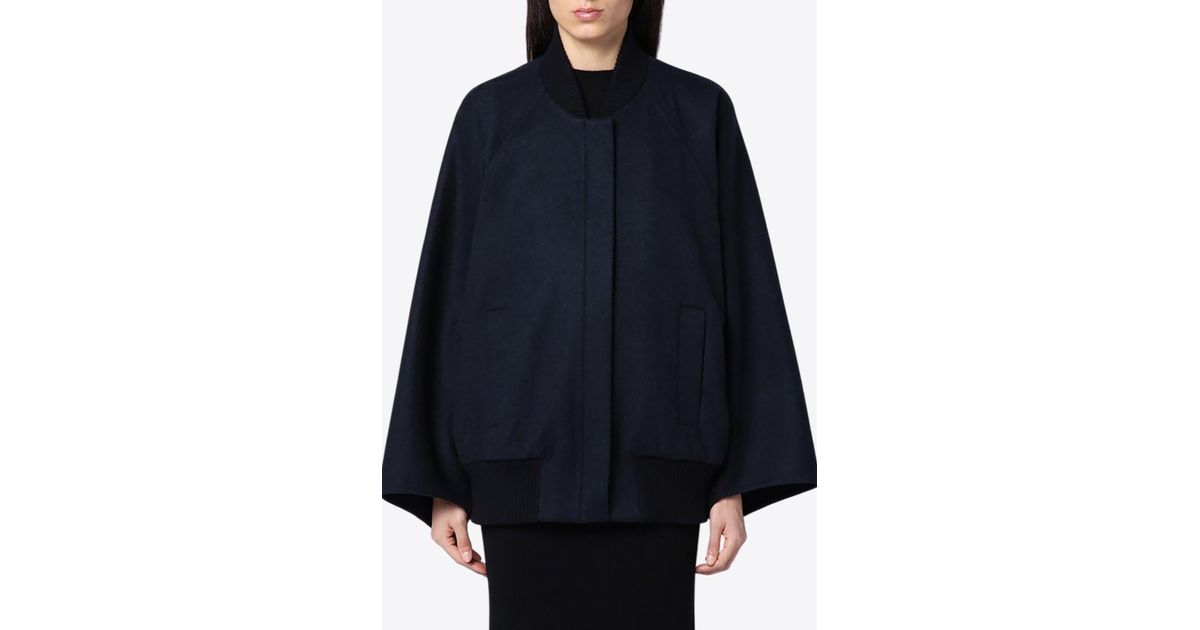 ジャケット Max Mara Blue cashmere cape bomber jacket Max Mara Zenone Cashmere Cape Bomber Jacket in Blue | Lyst
