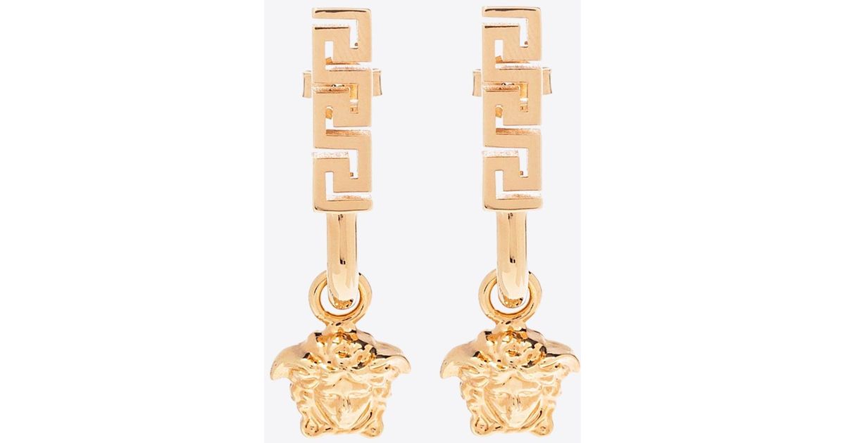 Versace greca and medusa drop earrings Clearance
