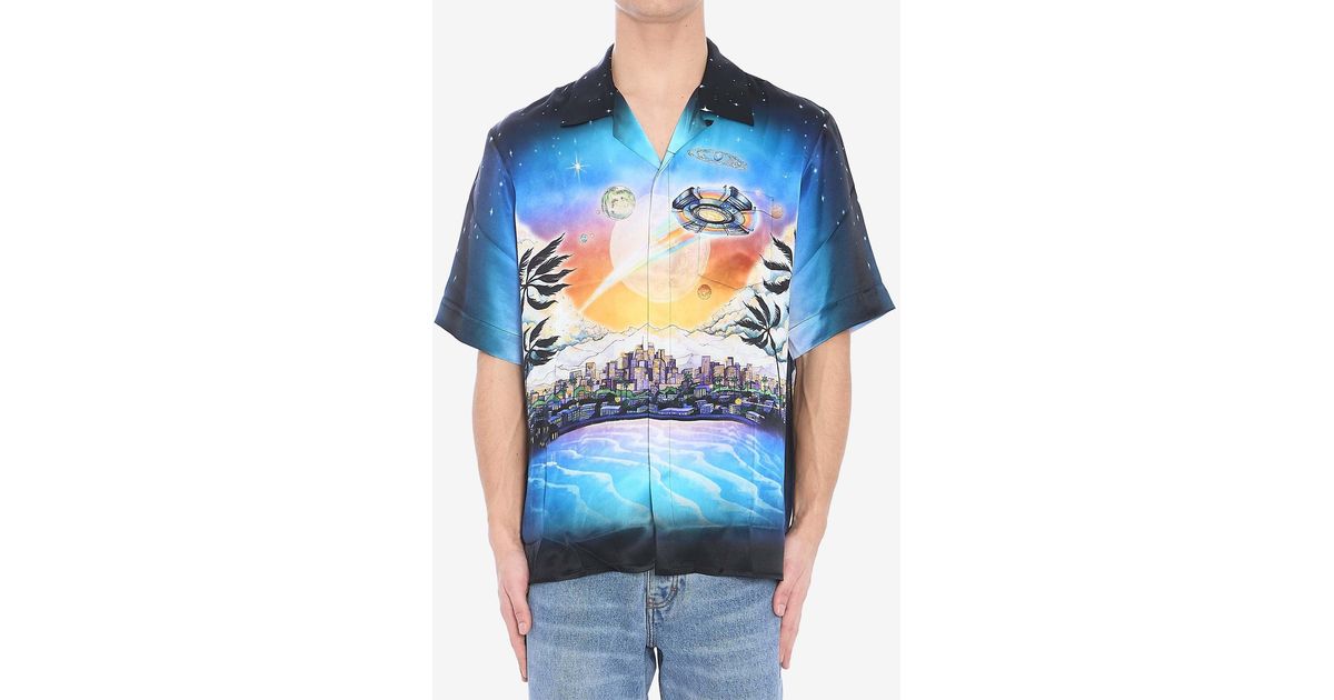 Tシャツ・カットソー Casablanca LA PREMONITION BOWLING SHIRT (UMS25SH003 04) CASABLANCA La Prémonition Printed Bowling Shirt in Blue for