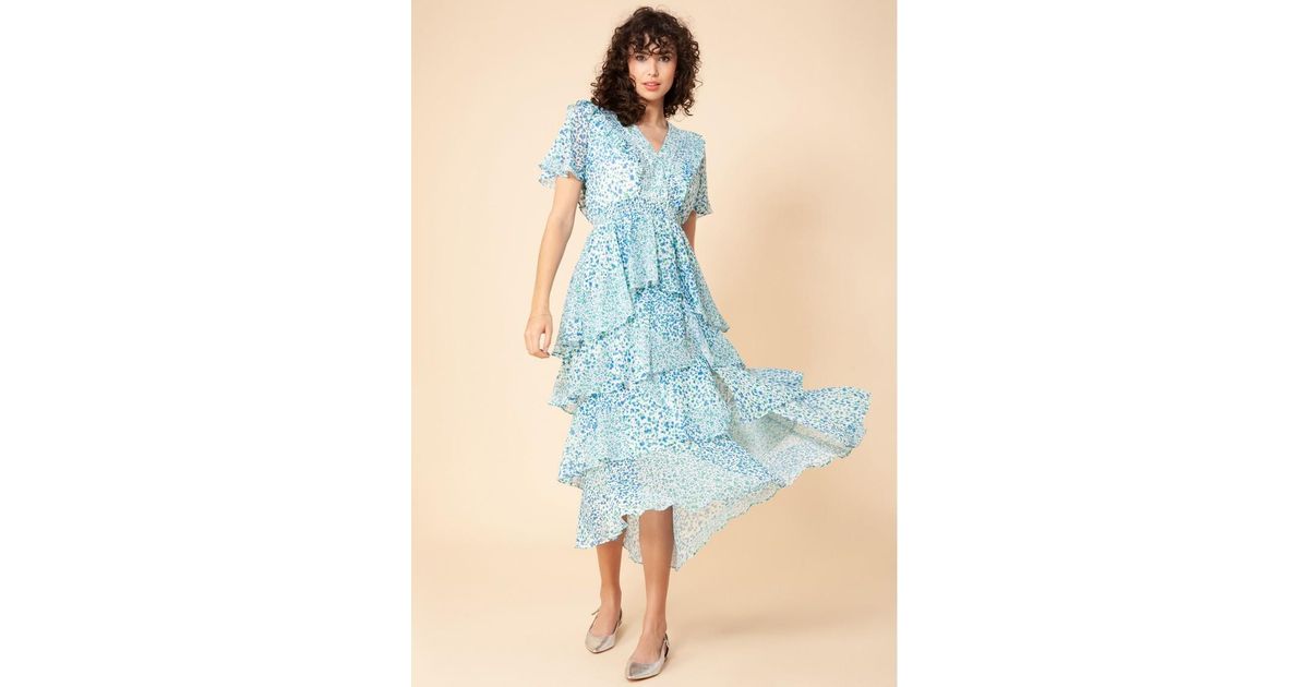 Hale Bob Ruffle Maxi Dress in Blue | Lyst