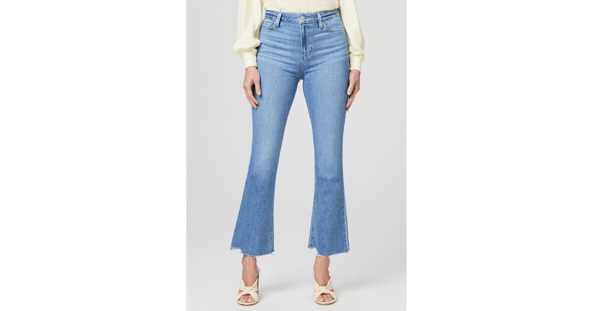 PAIGE Claudine High Rise Ankle Flare Raw Hem Jeans in Blue | Lyst