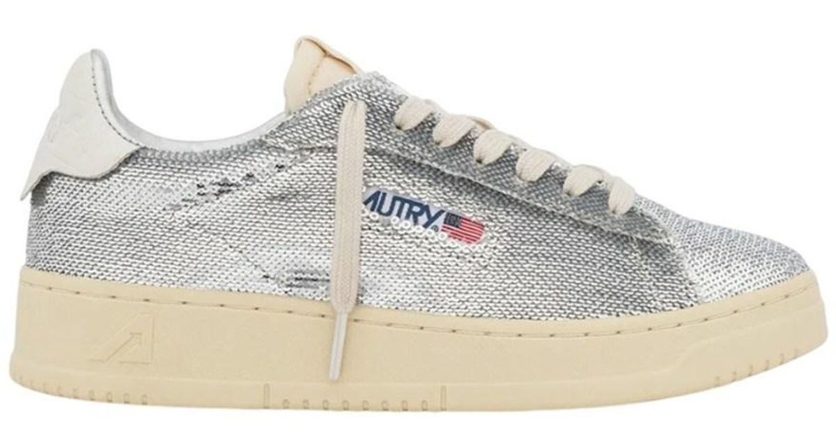 Autry Dallas Low Sparkling Sneakers in White | Lyst UK