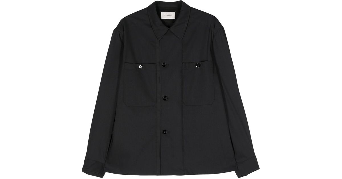 Lemaire Military Style Shirt Jacket in Black for Men Lyst