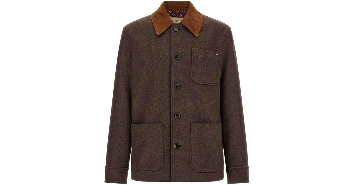 Valentino Garavani Caban Coat in Brown for Men | Lyst