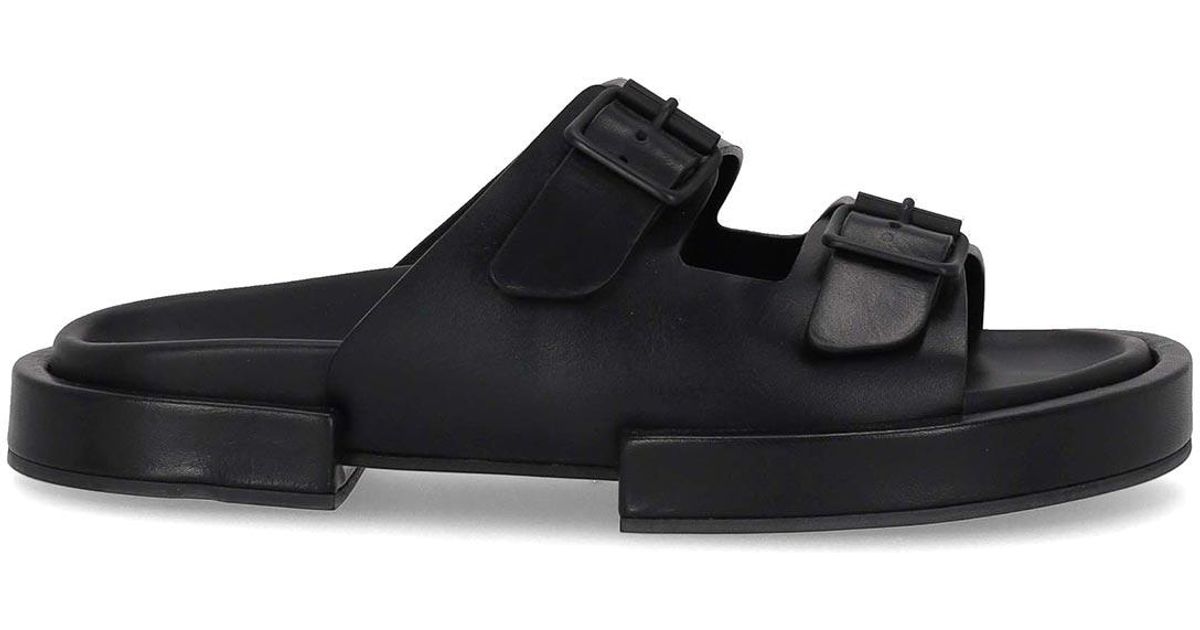 サンダル・ミュール Block Henri Sandals - Ann Demeulemeester - Black - Leather Ann Demeulemeester Henri Block Sandals in Black | Lyst