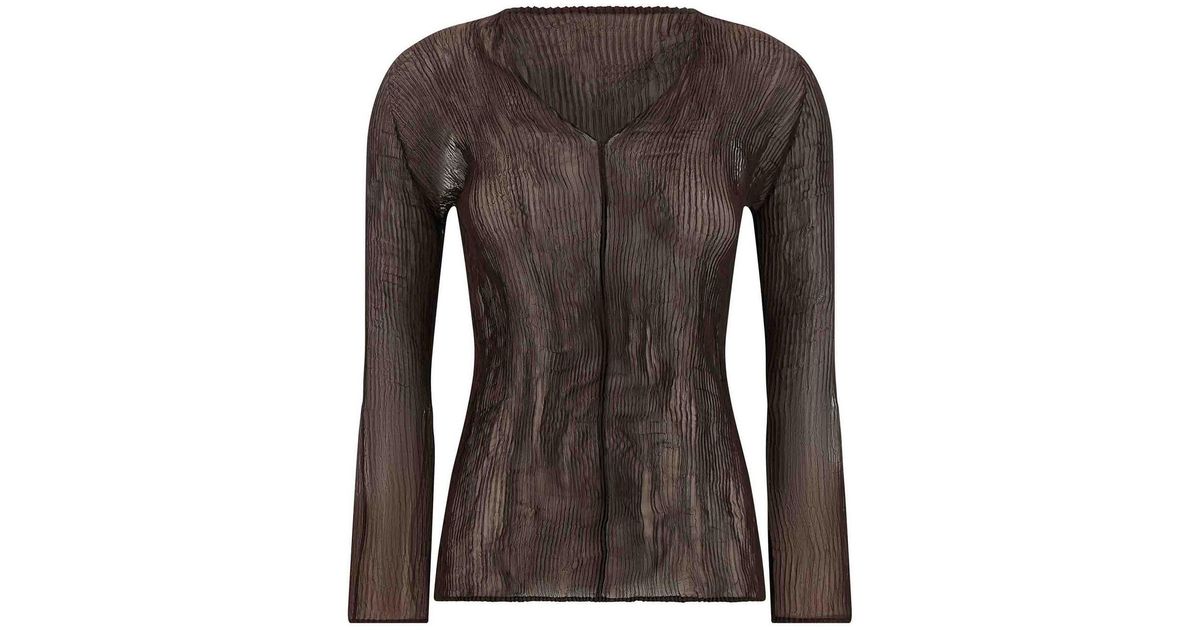 Issey Miyake Chiffon Twist 1 Top in Brown | Lyst