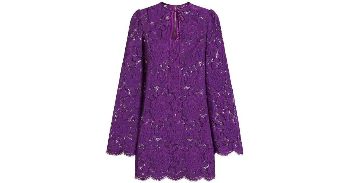 Dolce & Gabbana Lace Mini Dress in Purple | Lyst
