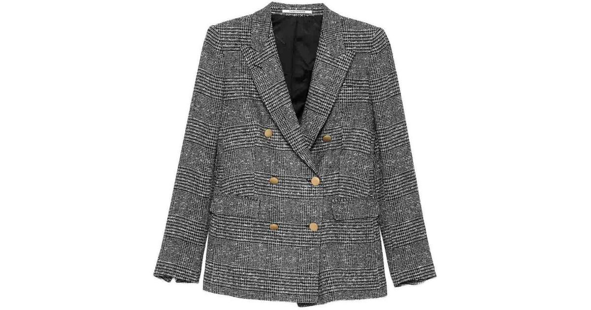 Tagliatore Tagliatore Black/white double-breasted checked jacket main image 1