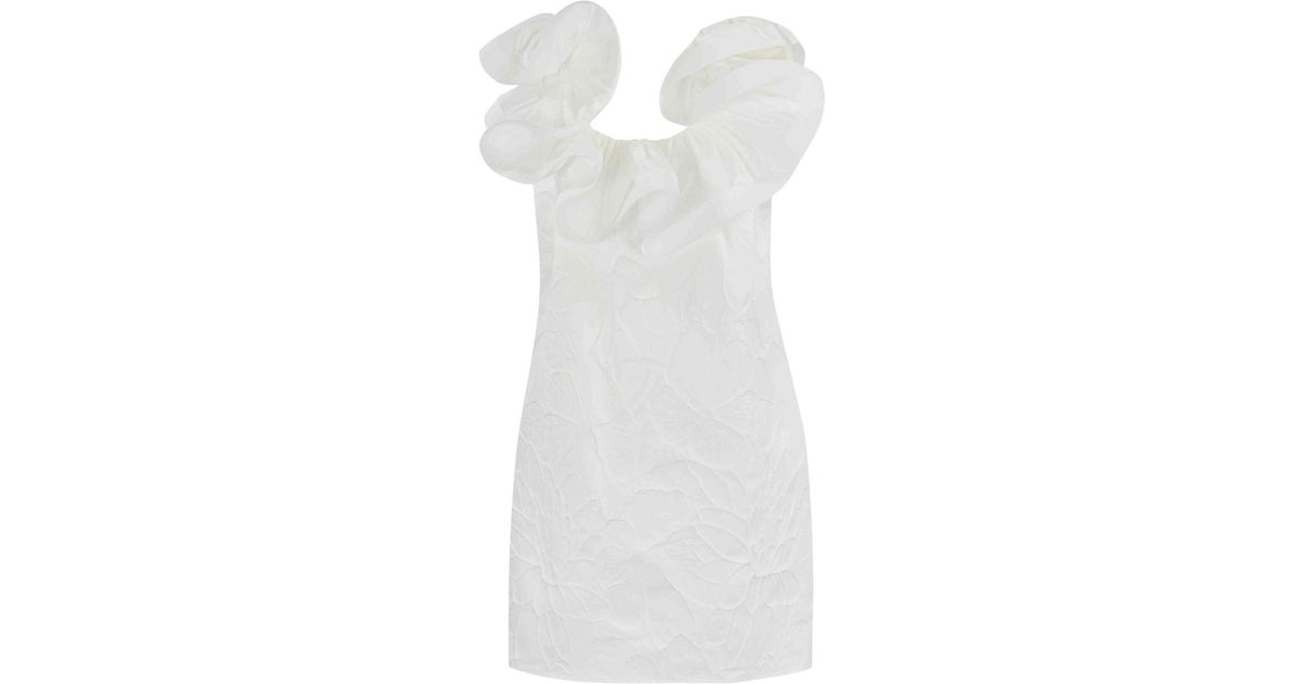 ワンピース ELISABETTA FRANCHI Floral jacquard dress with ruffles Floral jacquard dress with ruffles | Elisabetta Franchi