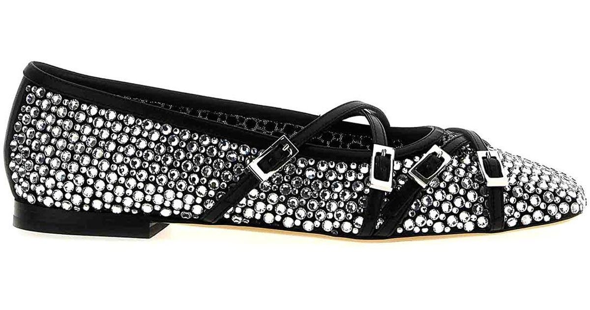 Mach Gal Net Mach & Mach Crystal Net Ballet Flats in Black | Lyst UK