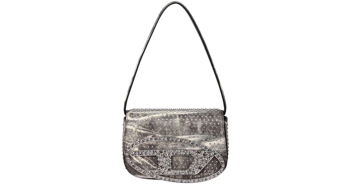 DIESEL Shoulder Bag With Crystal Decoration in White Lyst