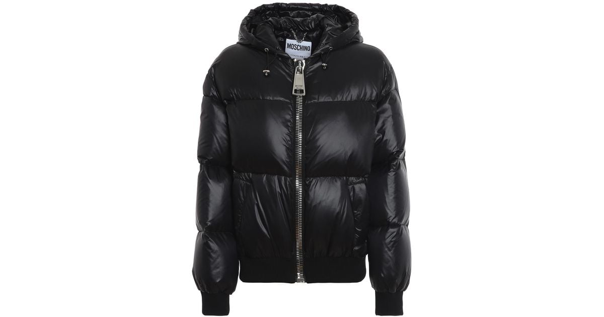 Moschino Hooded Puffer Jacket in Black Lyst UK - Main Image