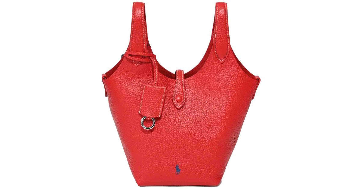 Polo Ralph Lauren Small Tote Bag in Red | Lyst