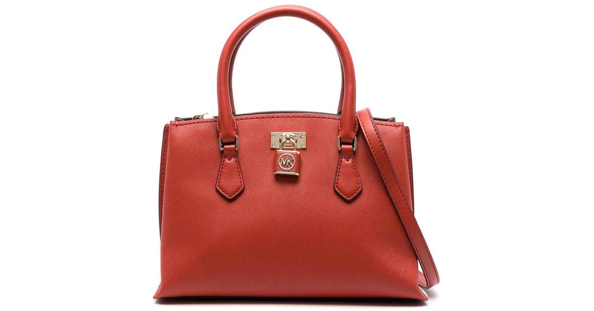 Michael Kors Small Tote Bag Brick Textu Finish in Red | Lyst