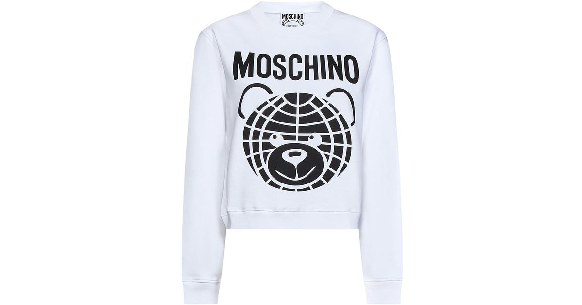 Moschino Teddy Bear Print Sweatshirt in White
