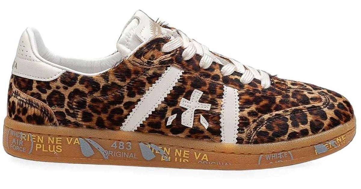 Line Cs Shape Premiata Bonnied Leopard Pony Hair Sneakers in Brown | Lyst