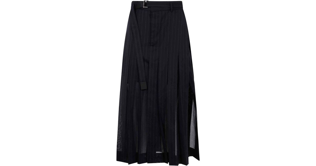 Sacai High Twist Voile Skirt in Blue | Lyst