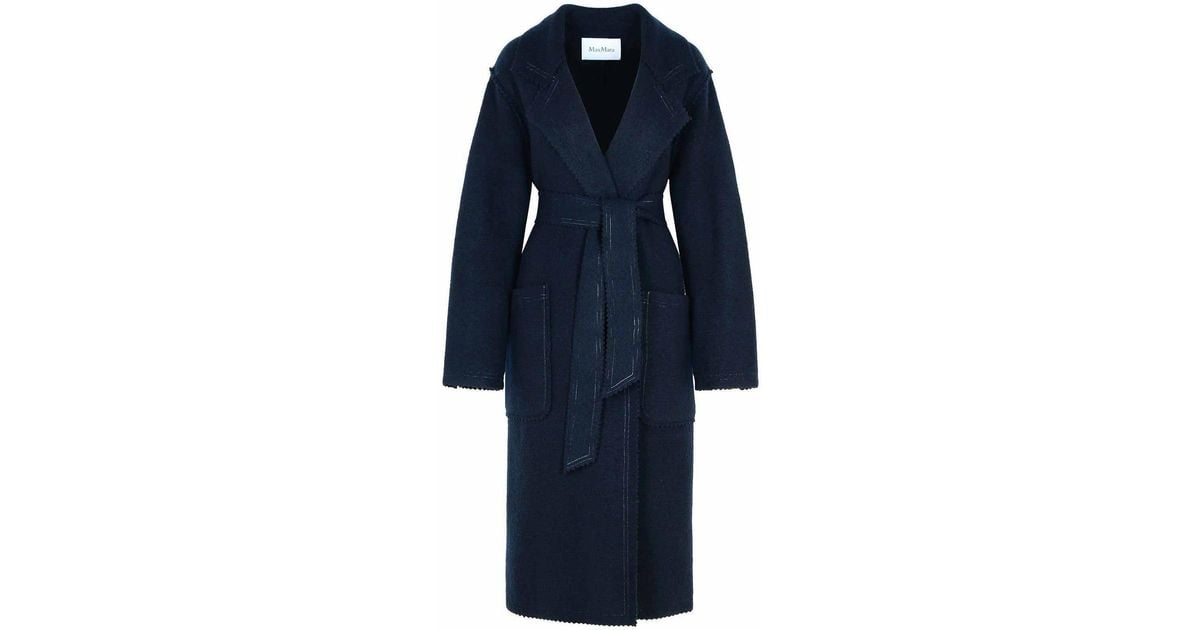 ダウンジャケット・コート Max Mara Jene' Dark Blue Cashmere Blend Coat Max Mara Jene Dark Blue Cashmere Blend Coat | ModeSens