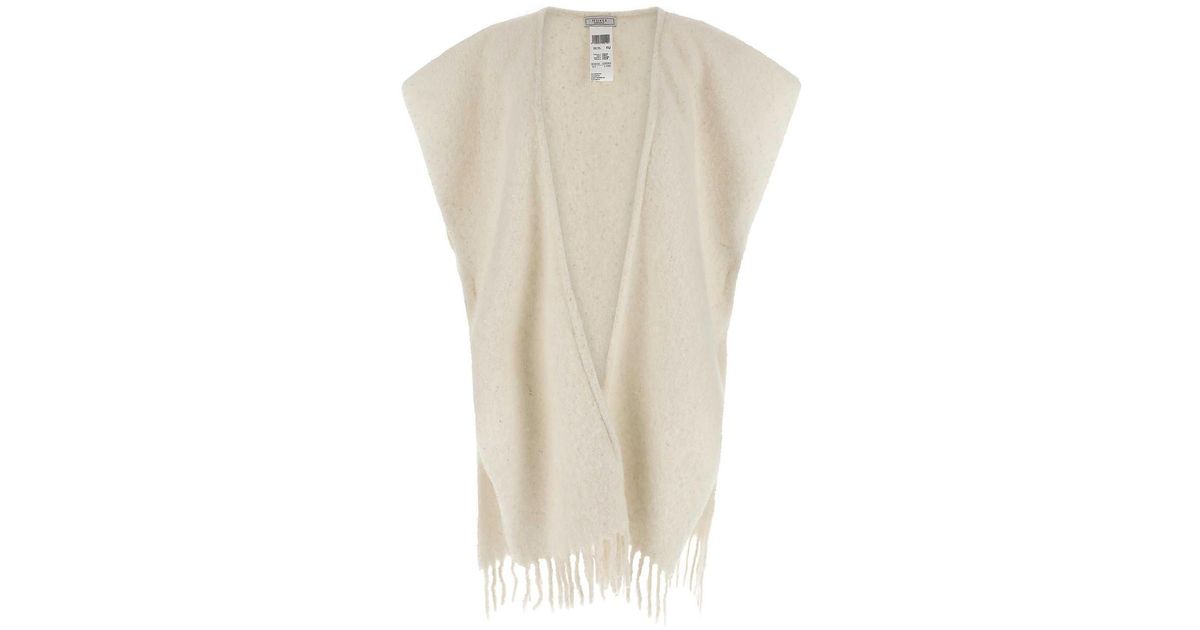 Peserico Boucl Yarn Cape in White | Lyst UK