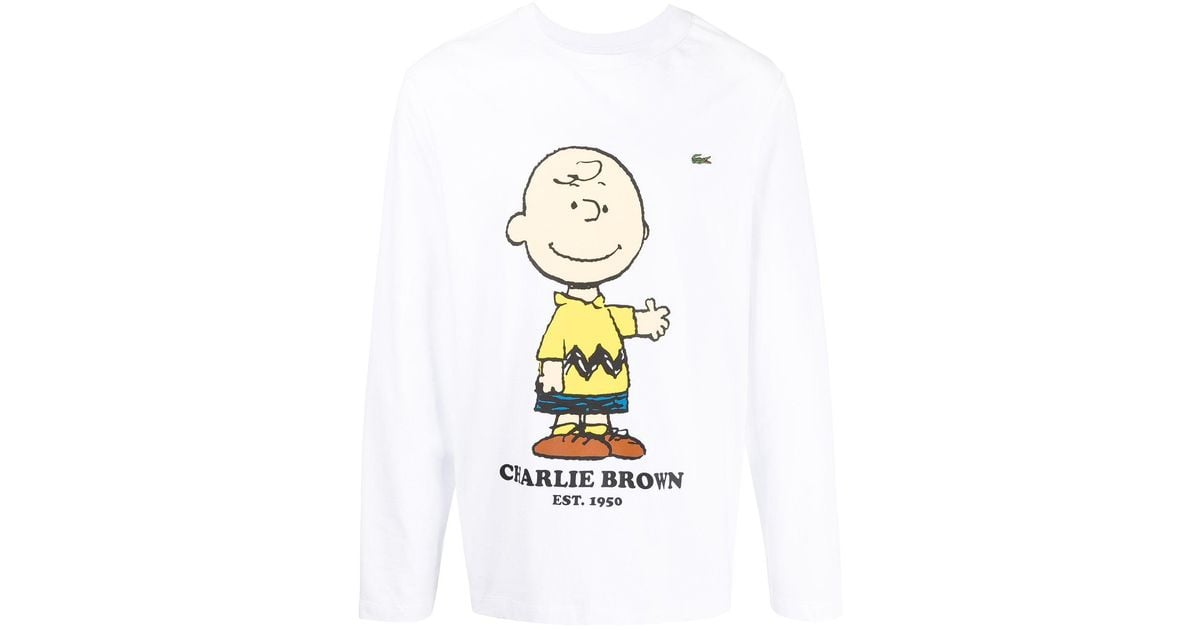 Lacoste Cotton X Peanuts Charlie Brownprint Hoodie in White for Men