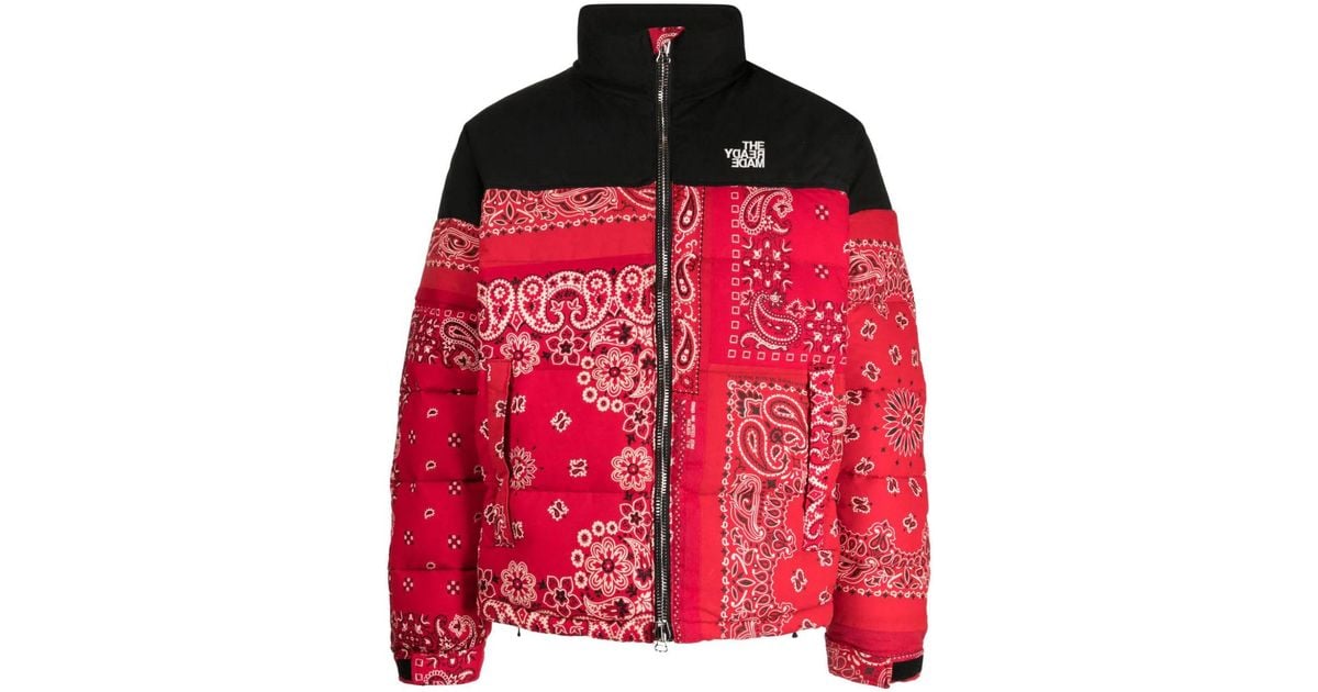 READYMADE Bandana-print Padded Down Jacket in Red for Men | Lyst
