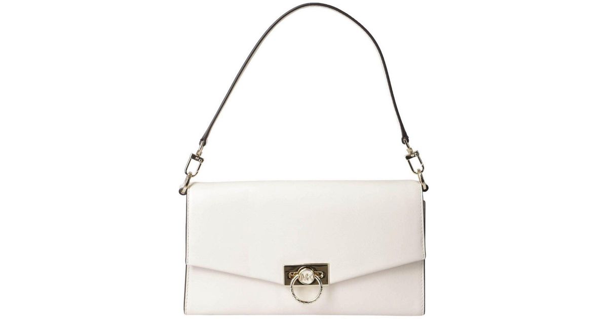 Michael Kors Leather Hendrix Clutch in White - Lyst